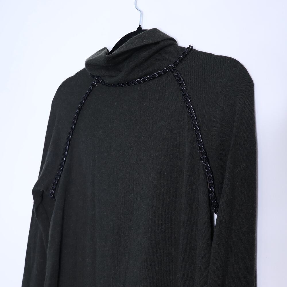 BAILEY/44 Chain Cowl Neck Sweater Pullover Dark Green Wool Blend Knit Women's M - Picture 6 of 10